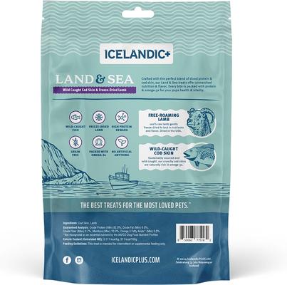 Show full view: Icelandic+ Land & Sea Cod Skin & Lamb Freeze-Dried Dog Treats, 2.4-oz bag slide 3 of 8