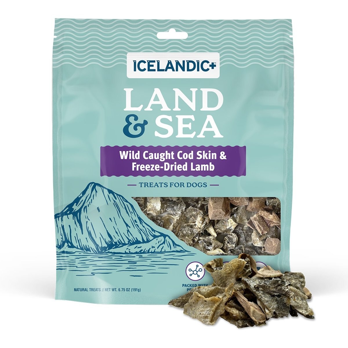 Icelandic+ Land & Sea Cod Skin & Lamb Freeze-Dried Dog Treats, 6.75-oz bag
