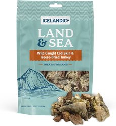 Icelandic+ Land & Sea Cod Skin & Turkey Freeze-Dried Dog Treats, 2.4-oz bag