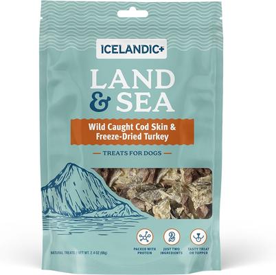 Show full view: Icelandic+ Land & Sea Cod Skin & Turkey Freeze-Dried Dog Treats, 2.4-oz bag slide 8 of 8