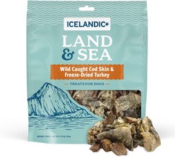 Icelandic+ Land & Sea Cod Skin & Turkey Freeze-Dried Dog Treats, 6.75-oz bag