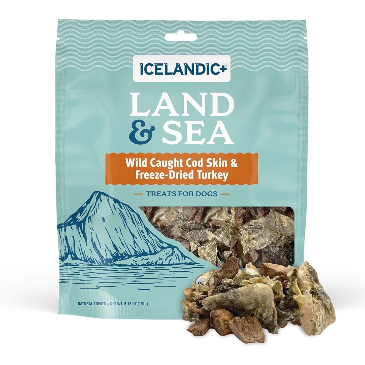 Icelandic+ Land & Sea Cod Skin & Turkey Freeze-Dried Dog Treats, 6.75-oz bag