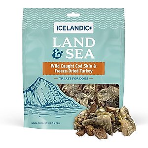 Icelandic+ Land & Sea Cod Skin & Turkey Freeze-Dried Dog Treats, 6.75-oz bag