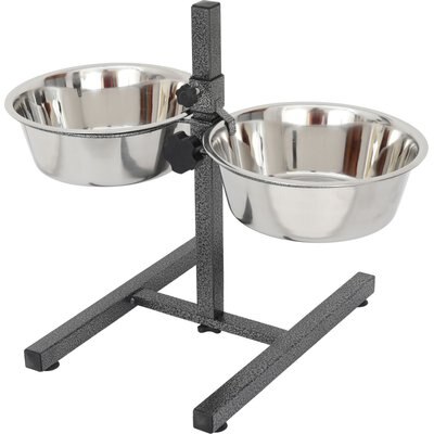 Iconic Pet Iconic Pet Adjustable Stainless Steel Elevated Dog Bowl, H Design, 3-qt