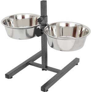Iconic Pet Adjustable Stainless Steel Elevated Dog Bowl, H Design, 5-qt