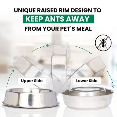 Show full view: Iconic Pet Anti Ant Stainless Steel Non Skid Dog & Cat Bowl, 2 count, 1-cup slide 6 of 8