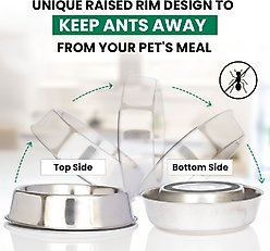 Iconic Pet Anti Ant Stainless Steel Non Skid Dog & Cat Bowl, 2 count, 3-cup slide 2 of 6