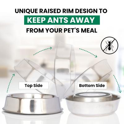 Show full view: Iconic Pet Anti Ant Stainless Steel Non Skid Dog & Cat Bowl, 2 count, 3-cup slide 5 of 7