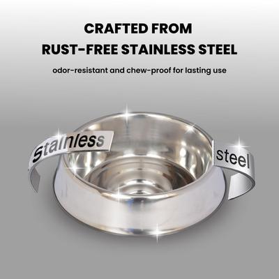 Show full view: Iconic Pet Anti Ant Stainless Steel Non Skid Dog & Cat Bowl, 2 count, 3-cup slide 4 of 7
