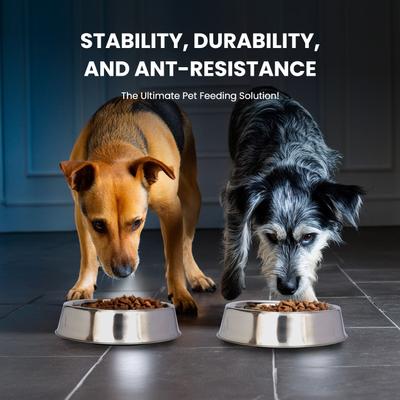 Show full view: Iconic Pet Anti Ant Stainless Steel Non Skid Dog & Cat Bowl, 2 count, 3-cup slide 3 of 7