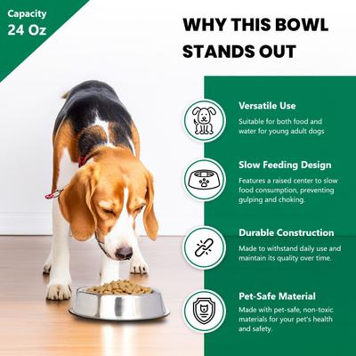 Show full view: Iconic Pet Anti Ant Stainless Steel Non Skid Dog & Cat Bowl, 2 count, 3-cup slide 2 of 7