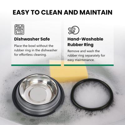 Show full view: Iconic Pet Color Splash Stripe Non-Skid Dog Bowl, 2 count, Black, 2-cup slide 7 of 9