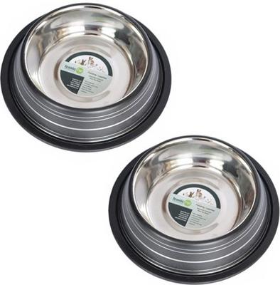 Show full view: Iconic Pet Color Splash Stripe Non-Skid Dog Bowl, 2 count, Black, 4-cup slide 1 of 10