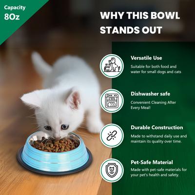 Show full view: Iconic Pet Color Splash Stripe Non-Skid Dog Bowl, 2 count, Blue, 1-cup slide 3 of 9