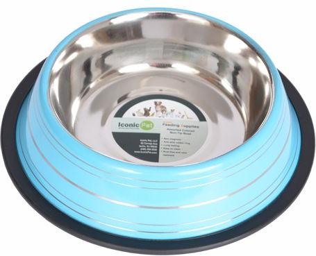 Show full view: Iconic Pet Color Splash Stripe Non-Skid Dog Bowl, 2 count, Blue, 2-cup slide 2 of 9