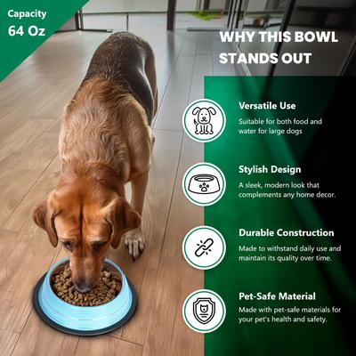 Show full view: Iconic Pet Color Splash Stripe Non-Skid Dog Bowl, 2 count, Blue, 8-cup slide 3 of 9