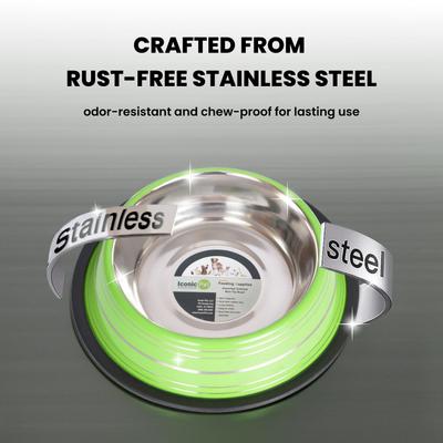 Show full view: Iconic Pet Color Splash Stripe Non-Skid Dog Bowl, 2 count, Green, 1-cup slide 6 of 10