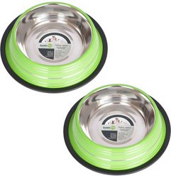 Iconic Pet Color Splash Stripe Non-Skid Dog Bowl, 2 count, Green, 8-cup
