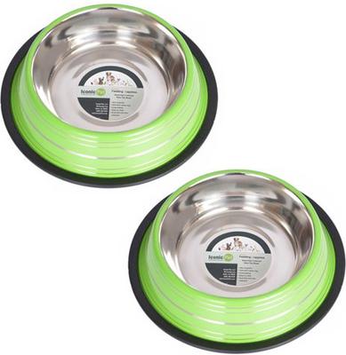 Show full view: Iconic Pet Color Splash Stripe Non-Skid Dog Bowl, 2 count, Green, 8-cup slide 1 of 9