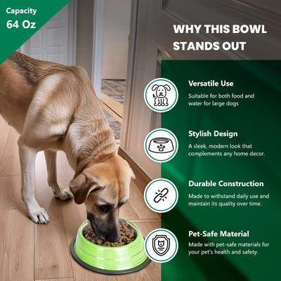Show full view: Iconic Pet Color Splash Stripe Non-Skid Dog Bowl, 2 count, Green, 8-cup slide 3 of 9