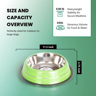 Show full view: Iconic Pet Color Splash Stripe Non-Skid Dog Bowl, 2 count, Green, 8-cup slide 8 of 9