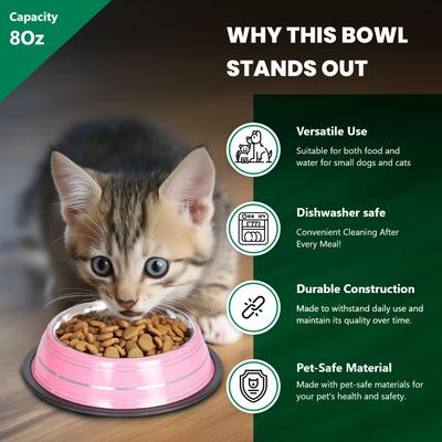 Show full view: Iconic Pet Color Splash Stripe Non-Skid Dog Bowl, 2 count, Pink, 1-cup slide 4 of 10