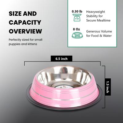 Show full view: Iconic Pet Color Splash Stripe Non-Skid Dog Bowl, 2 count, Pink, 1-cup slide 9 of 10