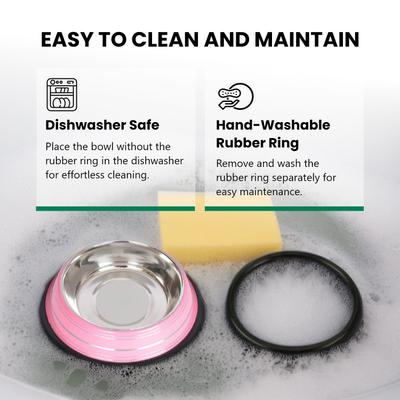 Show full view: Iconic Pet Color Splash Stripe Non-Skid Dog Bowl, 2 count, Pink, 2-cup slide 7 of 9