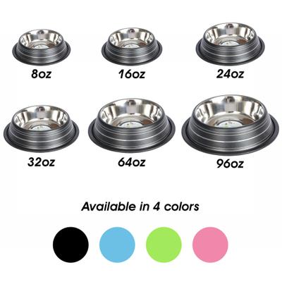 Show full view: Iconic Pet Color Splash Stripe Non-Skid Stainless Steel Dog & Cat Bowl, Black, 8-oz slide 7 of 8