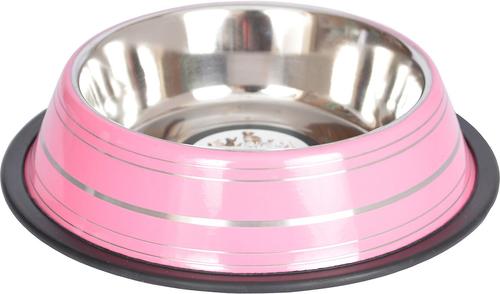 Show full view: Iconic Pet Color Splash Stripe Non-Skid Stainless Steel Dog & Cat Bowl, Pink, 24-oz slide 1 of 8