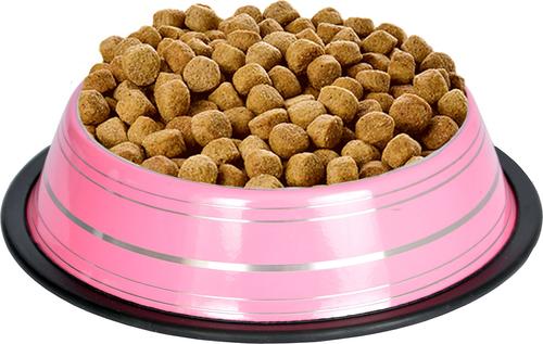 Show full view: Iconic Pet Color Splash Stripe Non-Skid Stainless Steel Dog & Cat Bowl, Pink, 24-oz slide 6 of 8