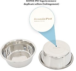 Iconic Pet Elevated Rectangular Non-Skid Stainless-Steel Double Diner Dog Bowl, Black, Medium: 32-oz slide 2 of 9