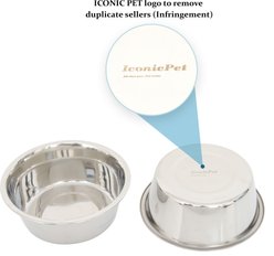 Iconic Pet Elevated Rectangular Non-Skid Stainless-Steel Double Diner Dog Bowl, Black, Small: 16-oz slide 2 of 9