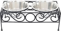 Iconic Pet Elevated Wired Non-Skid Stainless-Steel Double Diner Dog Bowl, Black, Large: 64-oz slide 2 of 9