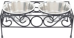 Iconic Pet Elevated Wired Non-Skid Stainless-Steel Double Diner Dog Bowl, Black, Small: 16-oz slide 2 of 9