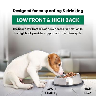 Show full view: Iconic Pet Heavy Weight Non-Skid Easy Feed High Back Dog Bowl, Stainless Steel, 2 count, 1-cup slide 7 of 9