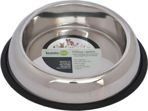 Show full view: Iconic Pet Heavy Weight Non-Skid Easy Feed High Back Dog Bowl, Stainless Steel, 2 count, 1-cup slide 2 of 9