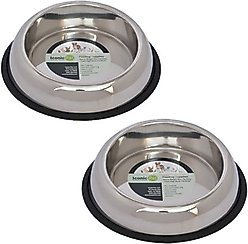 Iconic Pet Heavy Weight Non-Skid Easy Feed High Back Dog Bowl, Stainless Steel, 2 count, 2-cup