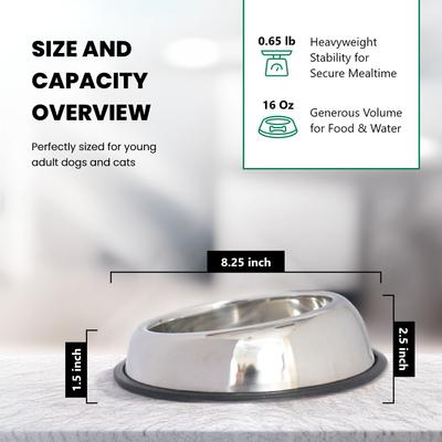 Show full view: Iconic Pet Heavy Weight Non-Skid Easy Feed High Back Dog Bowl, Stainless Steel, 2 count, 2-cup slide 9 of 9