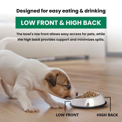 Show full view: Iconic Pet Heavy Weight Non-Skid Easy Feed High Back Dog Bowl, Stainless Steel, 2 count, 2-cup slide 7 of 9