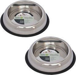 Iconic Pet Heavy Weight Non-Skid Easy Feed High Back Dog Bowl, Stainless Steel, 2 count, 3-cup