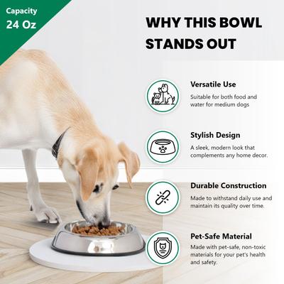 Show full view: Iconic Pet Heavy Weight Non-Skid Easy Feed High Back Dog Bowl, Stainless Steel, 2 count, 3-cup slide 4 of 9