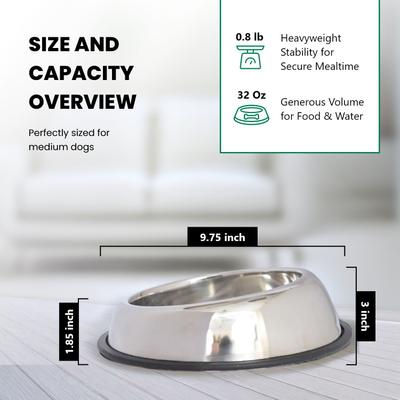 Show full view: Iconic Pet Heavy Weight Non-Skid Easy Feed High Back Dog Bowl, Stainless Steel, 2 count, 4-cup slide 9 of 9