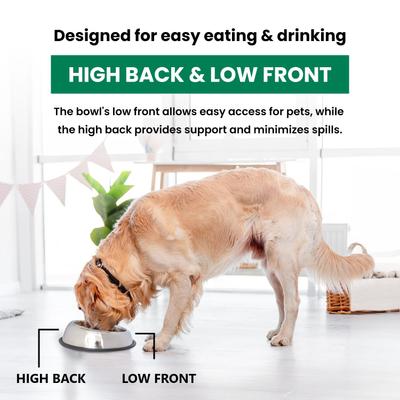 Show full view: Iconic Pet Heavy Weight Non-Skid Easy Feed High Back Dog Bowl, Stainless Steel, 2 count, 4-cup slide 7 of 9