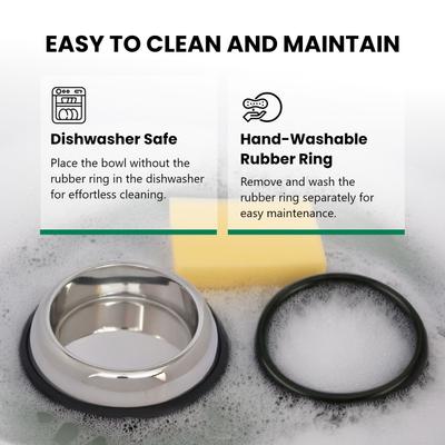 Show full view: Iconic Pet Heavy Weight Non-Skid Easy Feed High Back Dog Bowl, Stainless Steel, 2 count, 8-cup slide 8 of 9