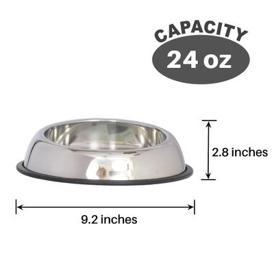 Show full view: Iconic Pet Heavy Weight Non-Skid Easy Feed High Back Stainless Steel Dog & Cat Bowl, 24-oz slide 2 of 6
