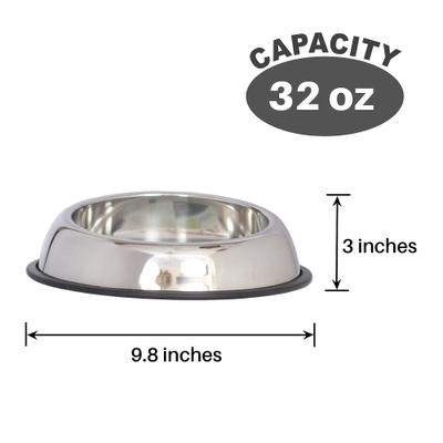 Show full view: Iconic Pet Heavy Weight Non-Skid Easy Feed High Back Stainless Steel Dog & Cat Bowl, 32-oz slide 2 of 6