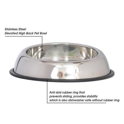 Show full view: Iconic Pet Heavy Weight Non-Skid Easy Feed High Back Stainless Steel Dog & Cat Bowl, 32-oz slide 4 of 6