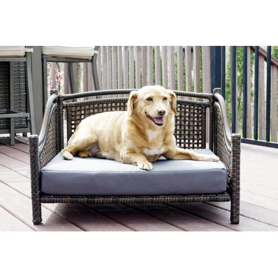 Iconic Pet Iconic Pet Maharaja Rattan Sofa Cat & Dog Bed with Removable Cover, Caramel & Mocha