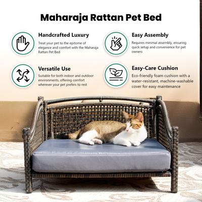 Show full view: Iconic Pet Maharaja Rattan Sofa Cat & Dog Bed with Removable Cover, Caramel & Mocha slide 5 of 10